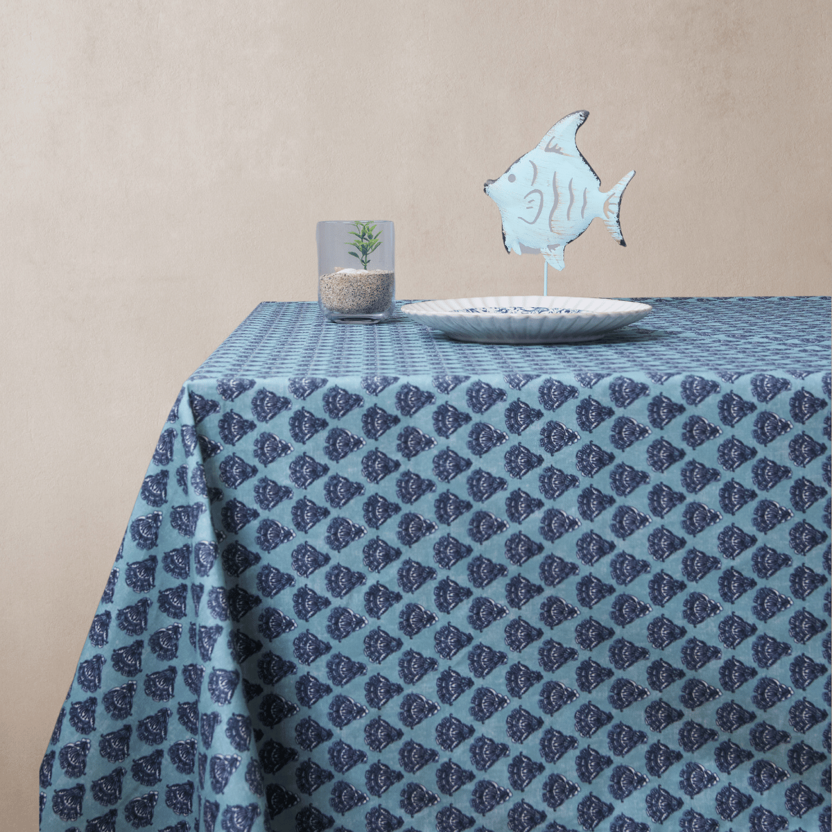 Mantel antimanchas rectangular Mosaiq azul