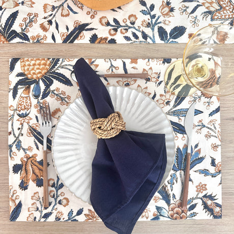 Set 4 Servilletas algodón azul marino