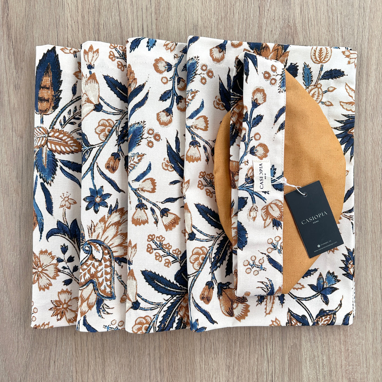 Set 4 Individuales antimanchas Barroco azul + Panera