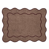 Individual antimanchas rectangular bordado ondas café y granate