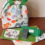 Set 4 Servilletas lonchera verde loro