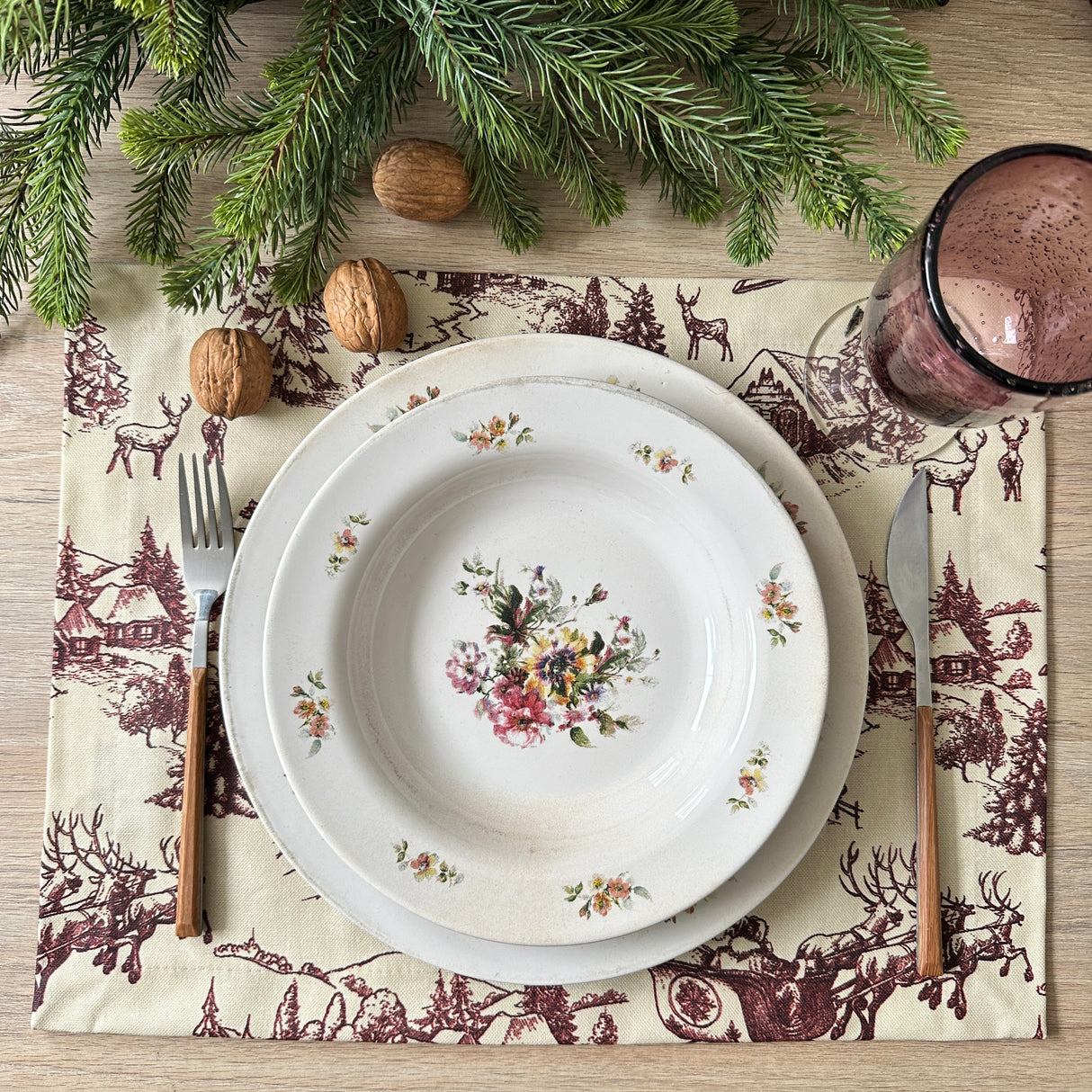 Set 4 Individuales antimanchas Santa