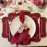 Individual antimanchas bordado ondas granate y beige