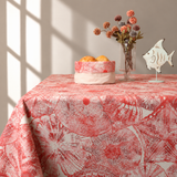 Mantel antimanchas rectangular Caracolas rojo