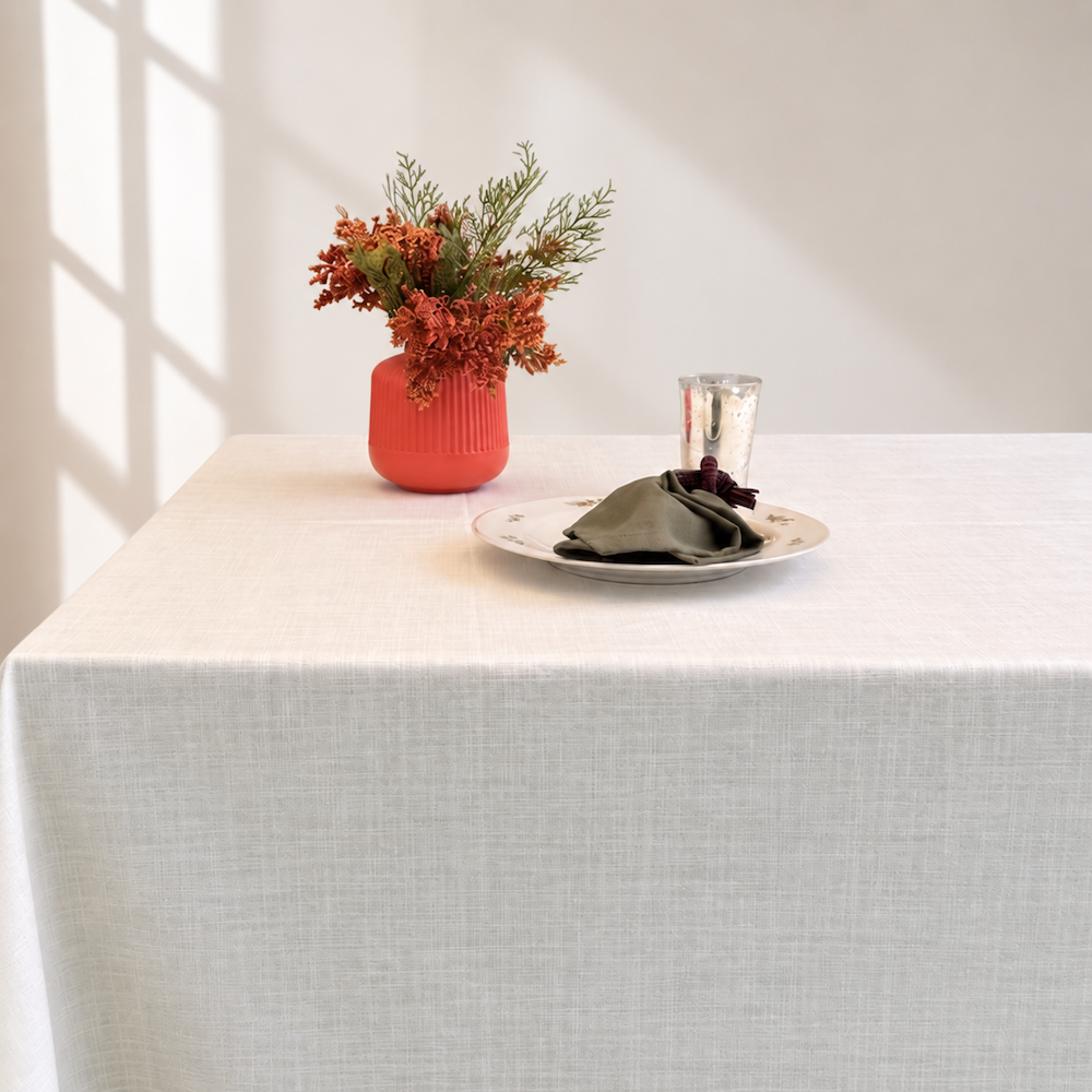 Mantel antimanchas redondo Viscolino blanco