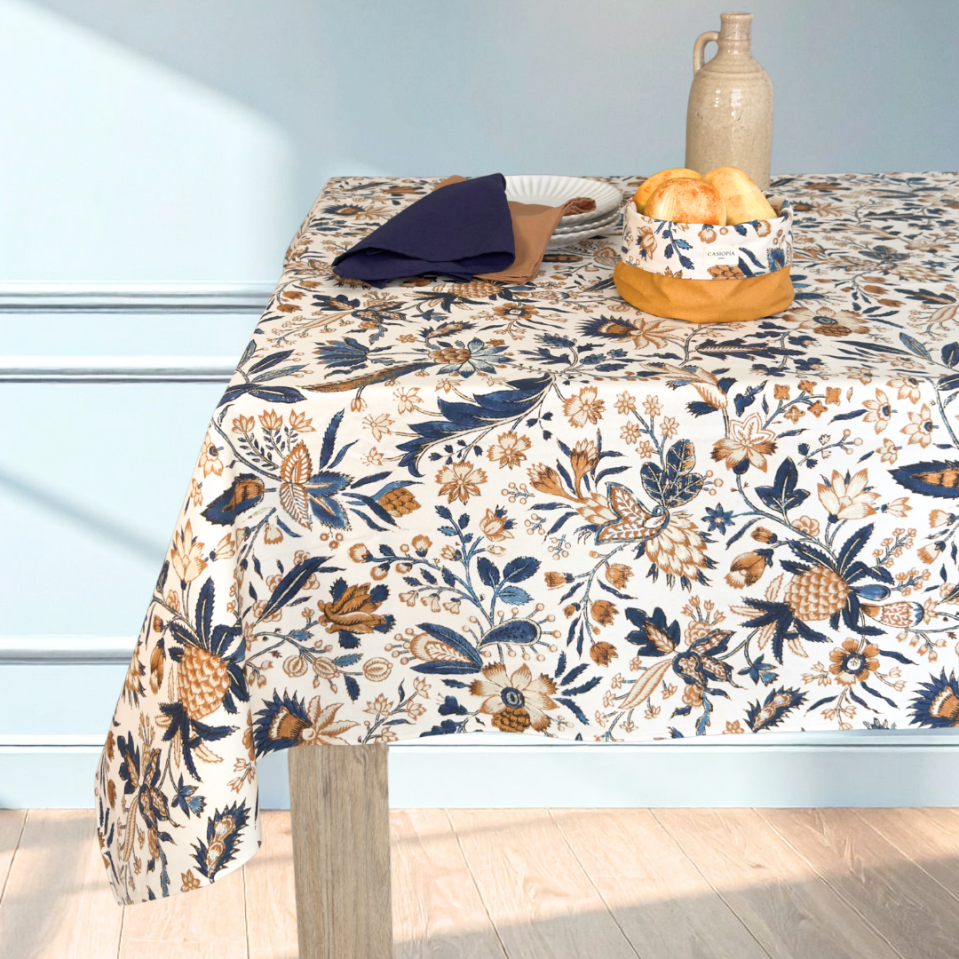 Mantel antimanchas rectangular Barroco Azul