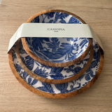 Pack 2 Platos + Cuenco Flor Azul