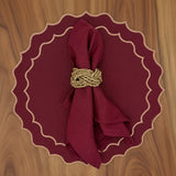Individual antimanchas redondo bordado ondas granate y beige