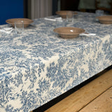 Mantel antimanchas rectangular Toile de Jouy Azul