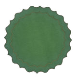 Individual antimanchas redondo bordado ondas verde