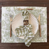 Set 4 Servilletas algodón Vichy verde olivo