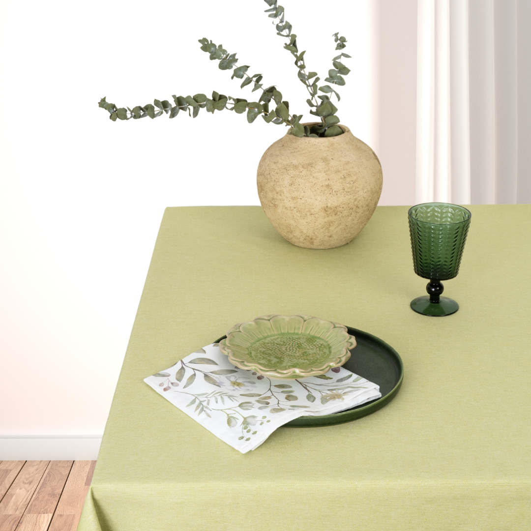 Mantel antimanchas rectangular Panamá Verde Lima