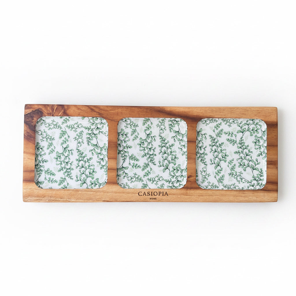 Bandeja rectangular Helechos con 3 divisiones