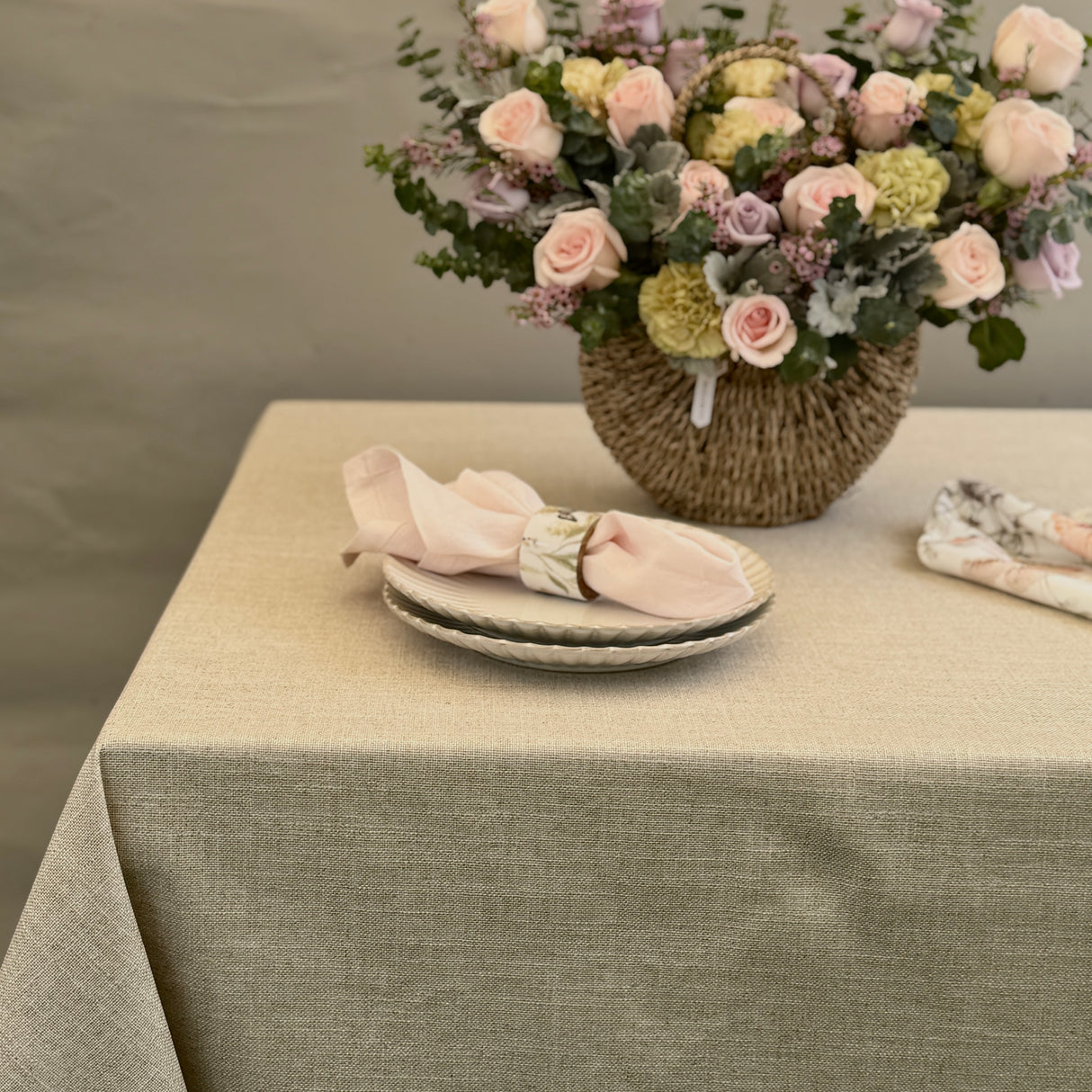Mantel antimanchas cuadrado Viscolino beige