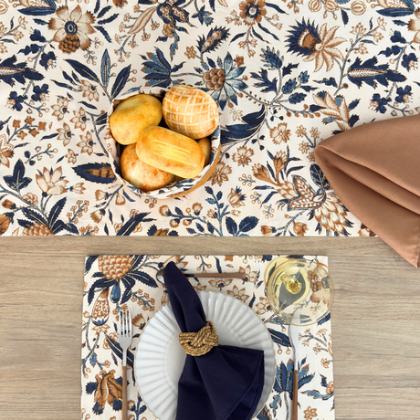 Camino de mesa antimanchas Barroco azul