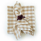 Set 4 Servilletas algodón Vichy beige
