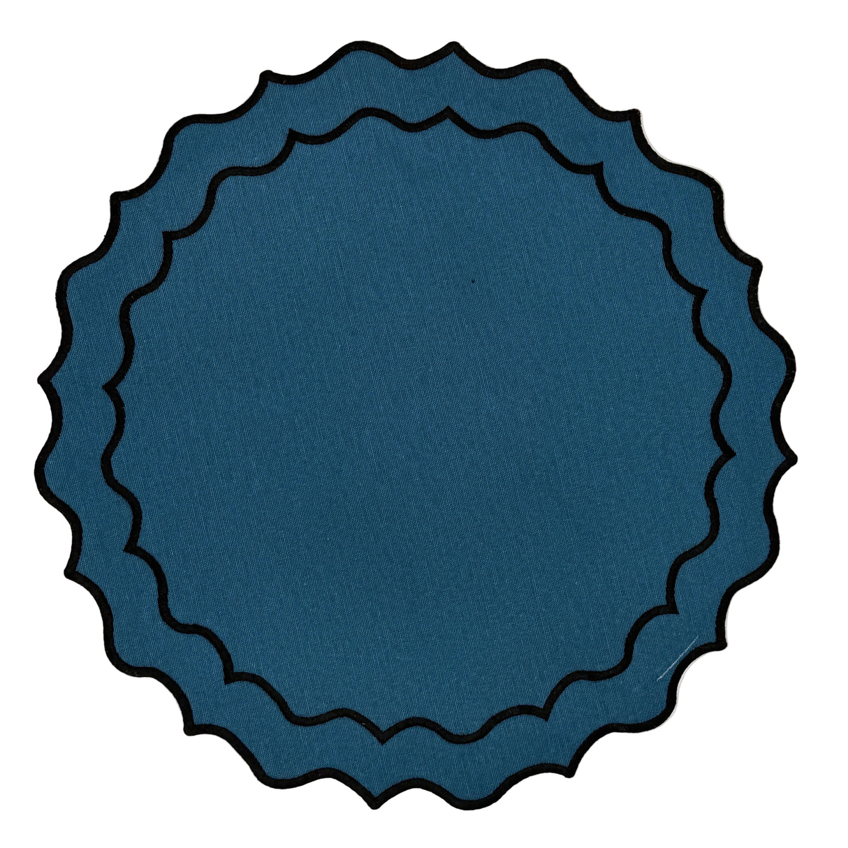 Individual antimanchas redondo bordado ondas azul y negro