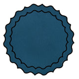 Individual antimanchas redondo bordado ondas azul y negro