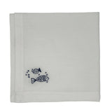 Servilleta lino blanco bordado Peces