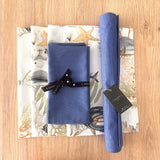 Set 4 Individuales Acuario + Camino de mesa azulino + 4 servilletas azulinas