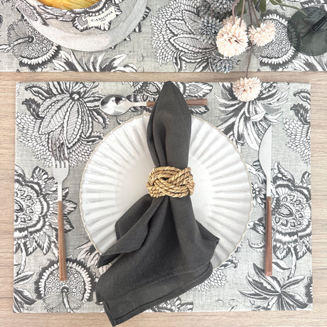 Set 4 Servilletas algodón gris oscuro