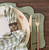 Set 4 Servilletas algodón Vichy verde olivo
