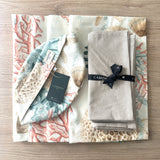 Set 4 Individuales antimanchas Arrecife + Servilletas beige + Panera Arrecife