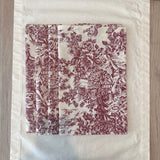 Set 4 Individuales antimanchas Toile de Jouy granate + Camino Hueso