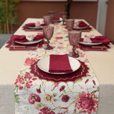 Individual antimanchas redondo bordado ondas granate y beige
