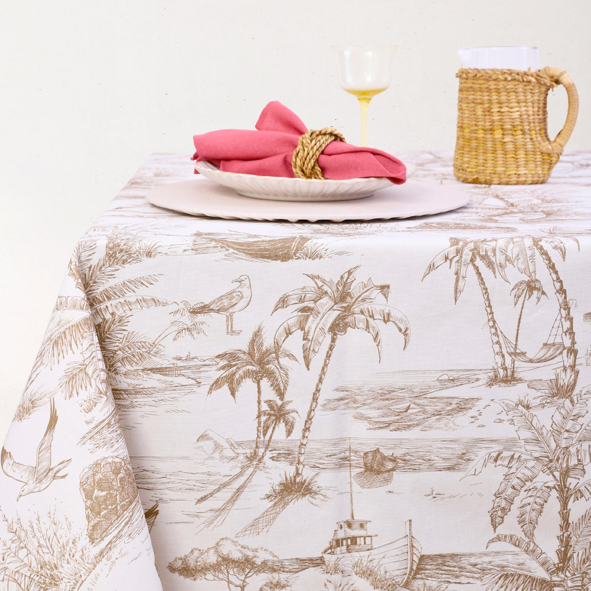 Mantel antimanchas rectangular Cartagena Beige