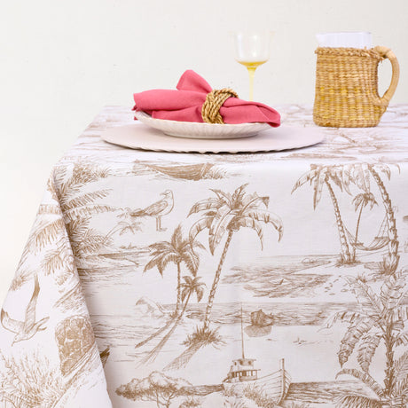 Mantel antimanchas rectangular Cartagena Beige