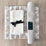 Set 4 Individuales antimanchas Vistalegre + Camino Beige + Servilletas hueso