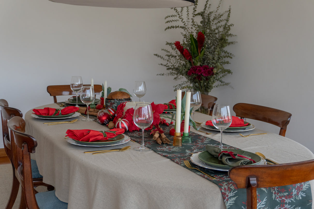 Mantel antimanchas rectangular 100% Lino Beige