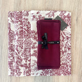 Set 4 Individuales antimanchas Toile de jouy granate + 4 Servilletas granate