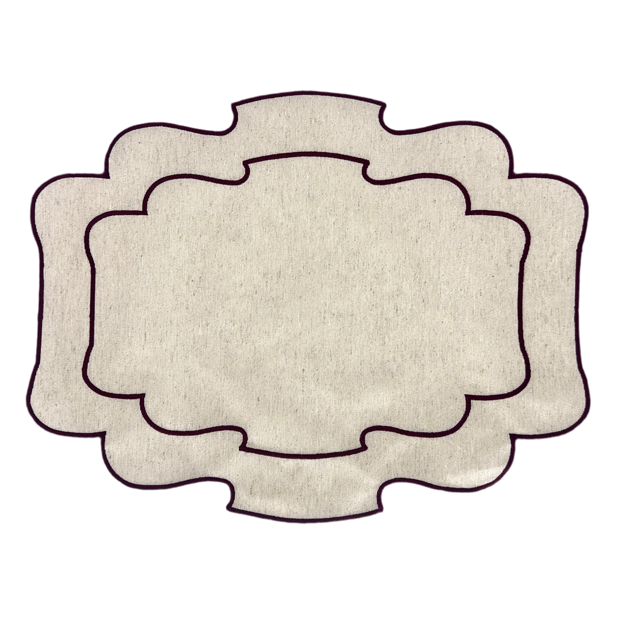Individual antimanchas rectangular bordado ondas beige y burdeos