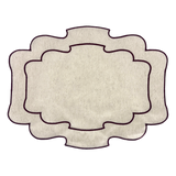 Individual antimanchas rectangular bordado ondas beige y burdeos