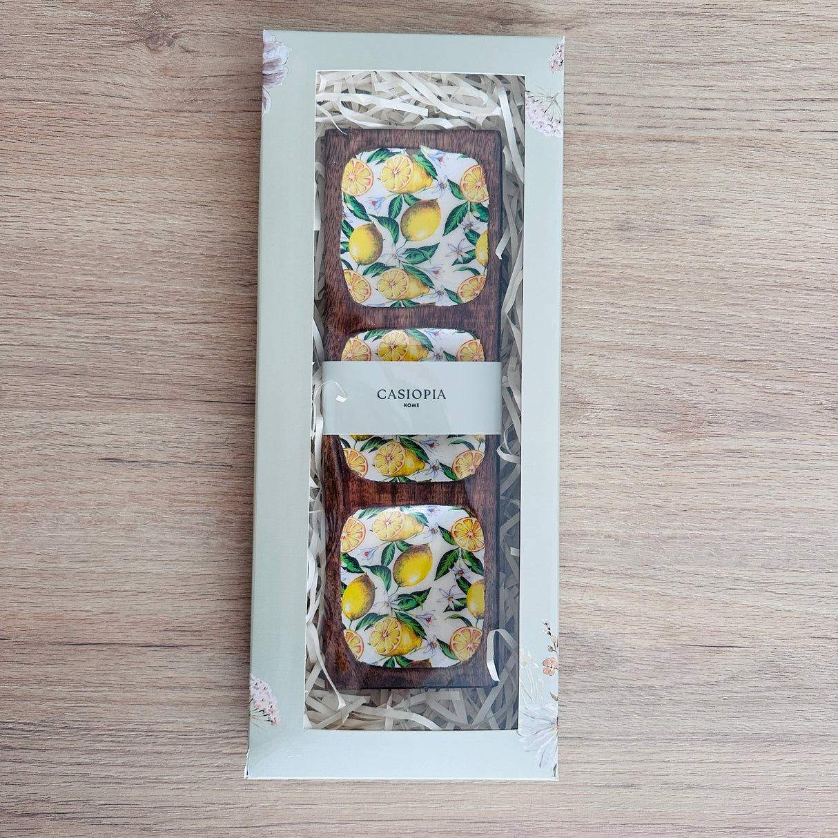 Bandeja rectangular Limones con 3 divisiones