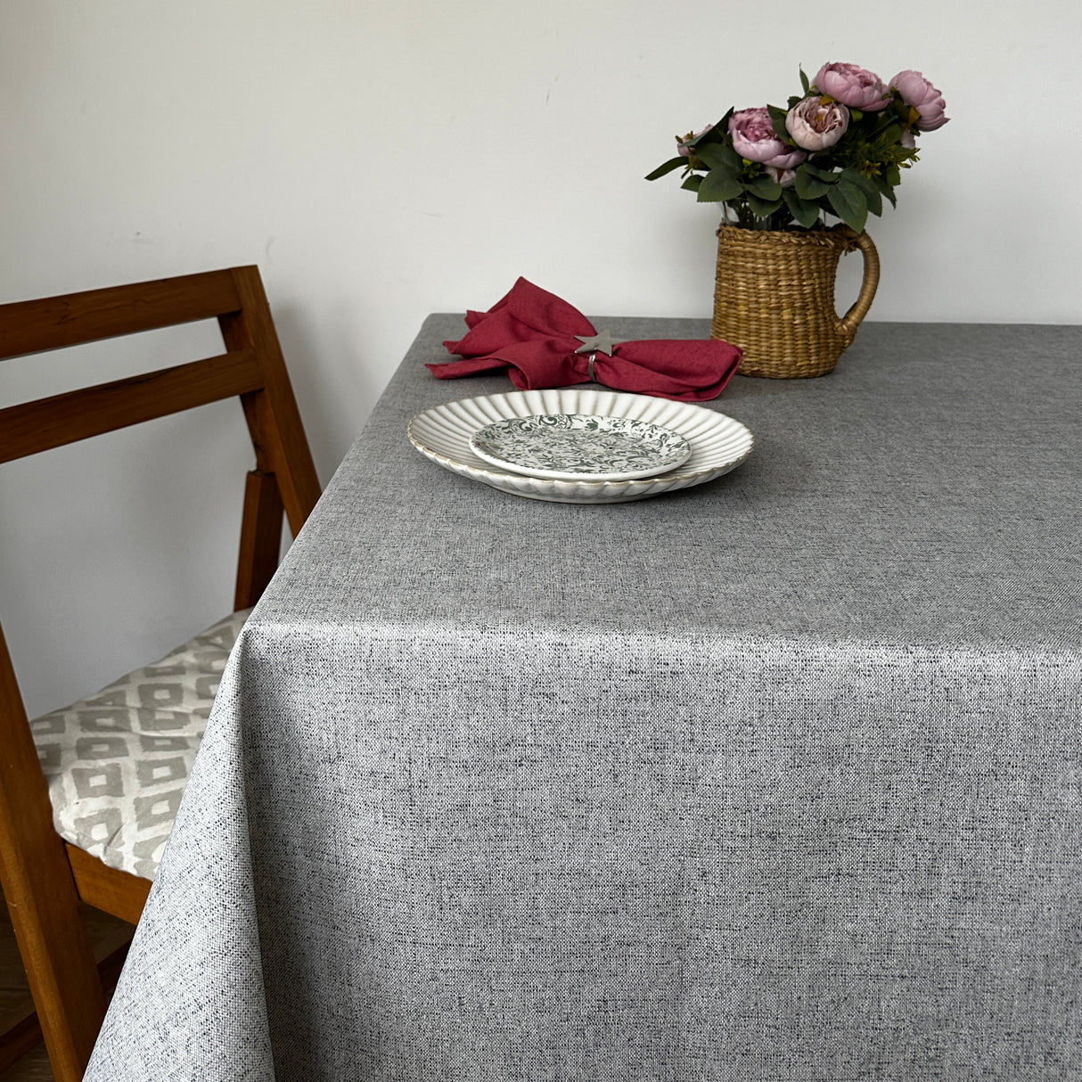 Mantel rectangular antimanchas Loneta Gris