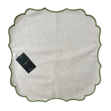 Servilleta algodón beige bordado verde