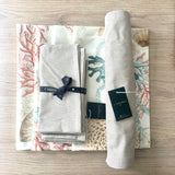 Set 4 Individuales antimanchas Arrecife + Camino Beige + Servilletas beige