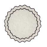 Individual antimanchas redondo bordado ondas beige y burdeos