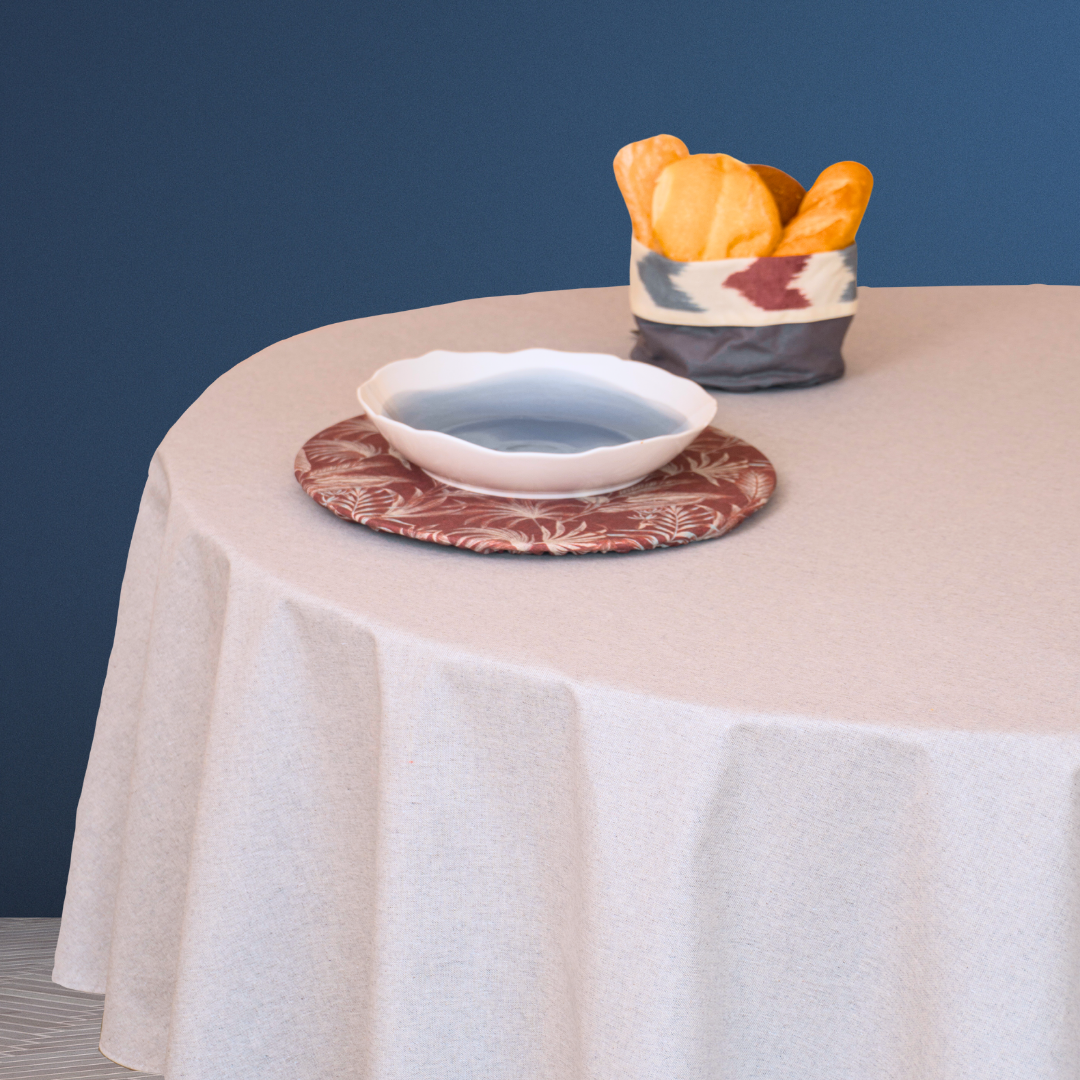 Mantel antimanchas redondo Panamá Gris Rústico