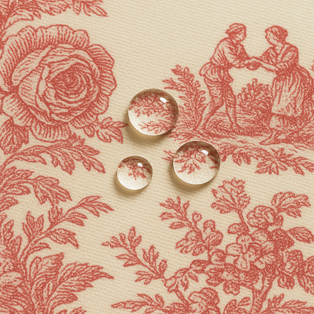 Mantel antimanchas redondo Toile de Jouy Rojo