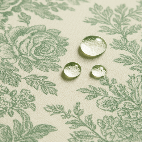 Mantel antimanchas rectangular a medida Toile de Jouy Verde