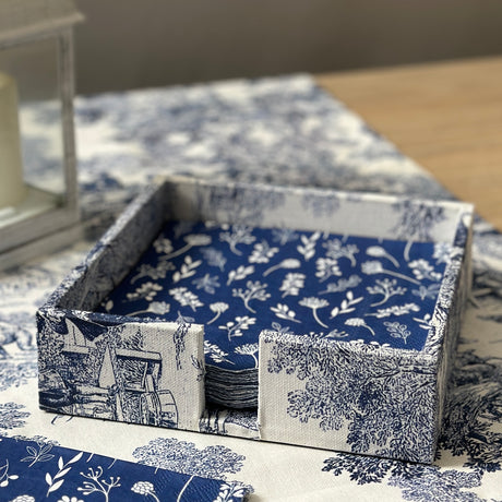 Portaservilletas Toile de Jouy azul