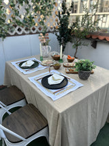 Mantel antimanchas rectangular 100% Lino Beige