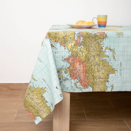 Mantel rectangular antimanchas Mapamundi
