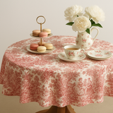 Mantel antimanchas redondo Toile de Jouy Rojo
