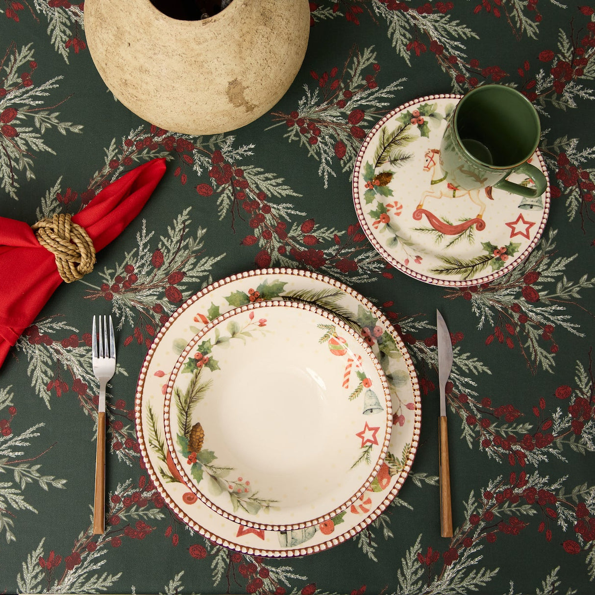 Vajilla Navidad 16 piezas Corona