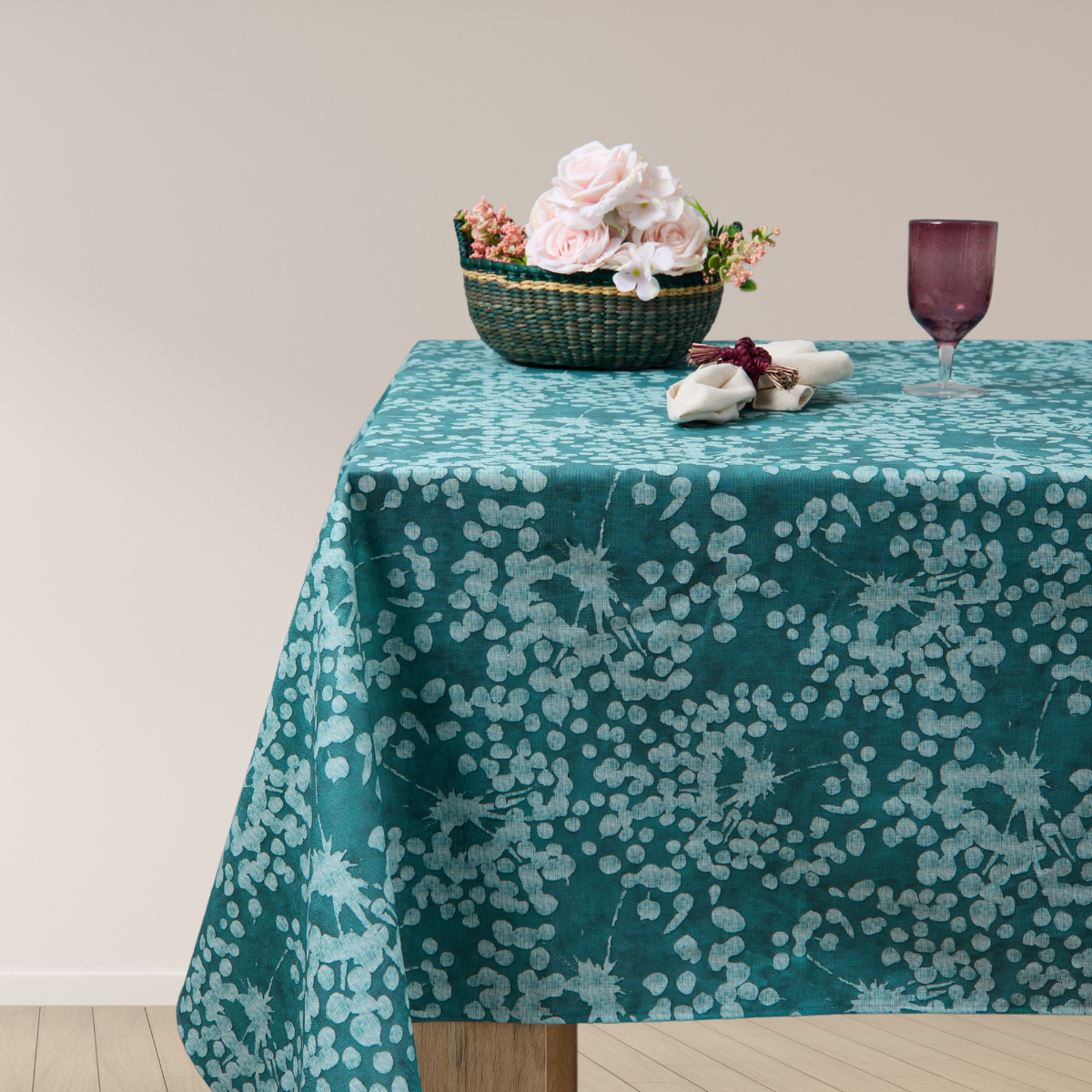 Mantel antimanchas cuadrado Cotton verde
